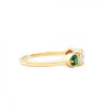 Anillo Halo-Plata rodinada con micra oro 18k-Piedra Topacio azul y Esmeraldas-AN2002 conpiedra