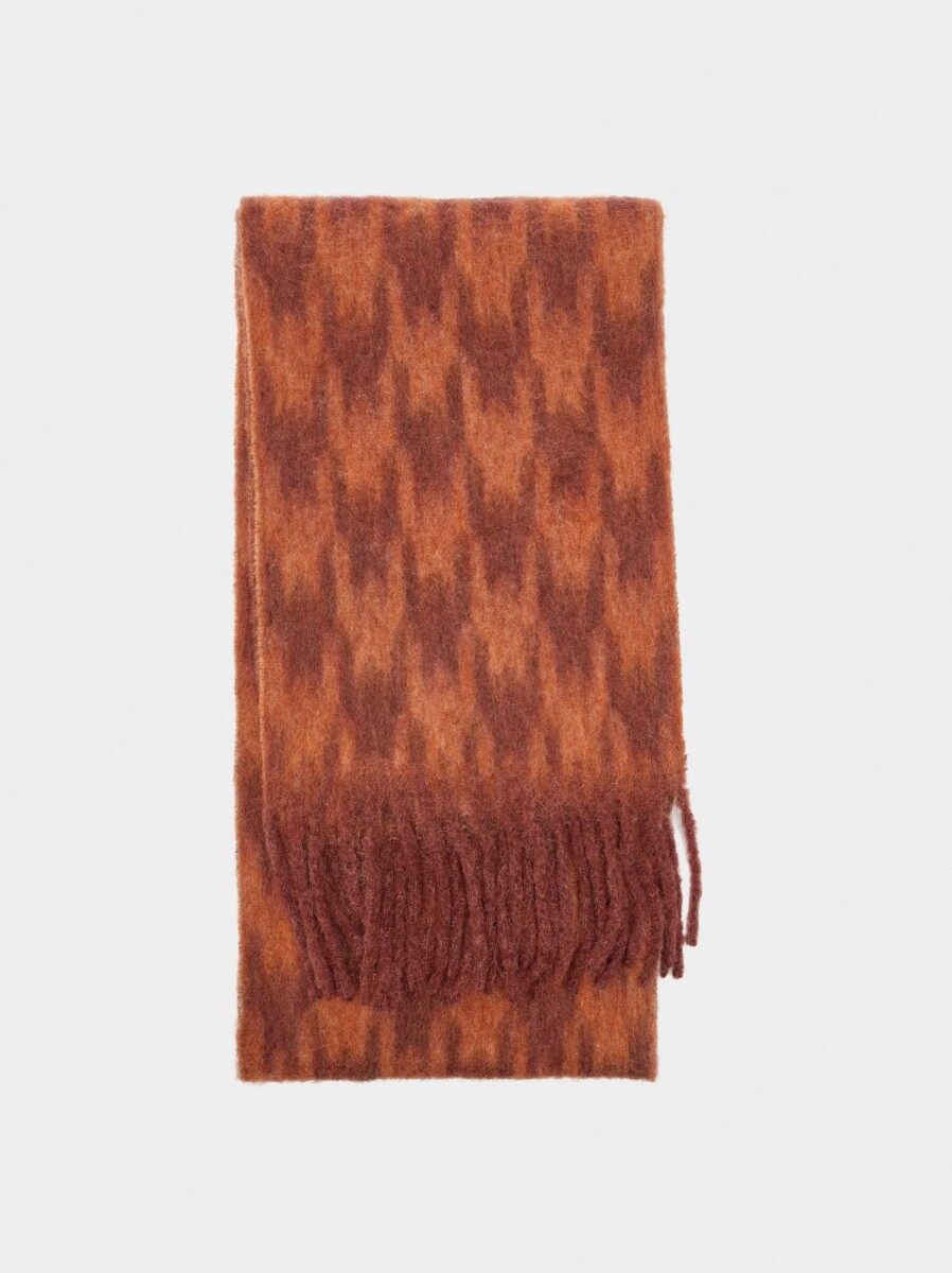 Bufanda Estampada Con Flecos - multicolor 