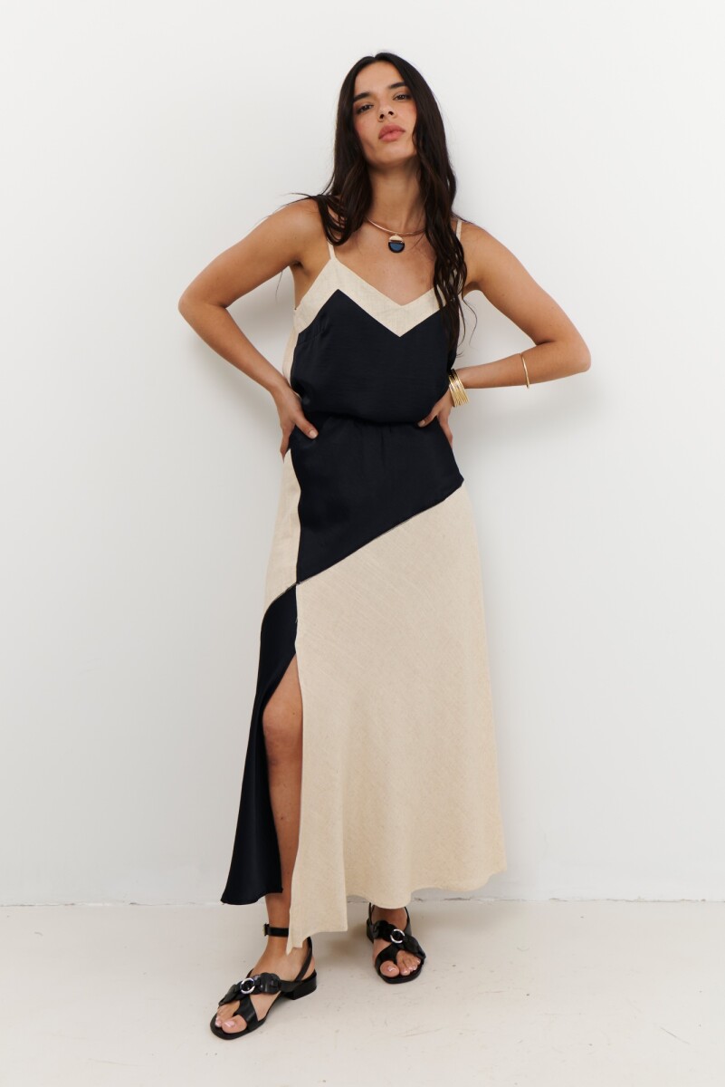 FALDA LINO SATEN - NEGRO 