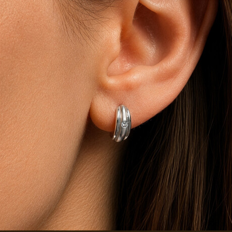 Caravanas Lina en oro blanco 18k con brillantes Caravanas Lina en oro blanco 18k con brillantes
