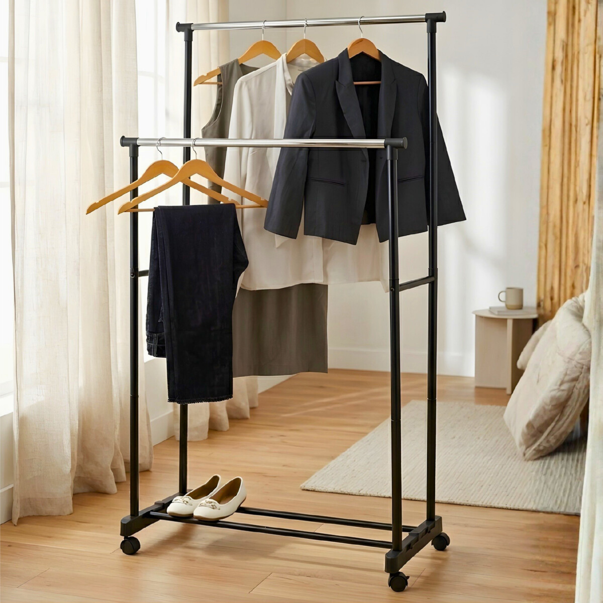 Perchero Doble Extensible Con Ruedas Recibidor Super Oferta 