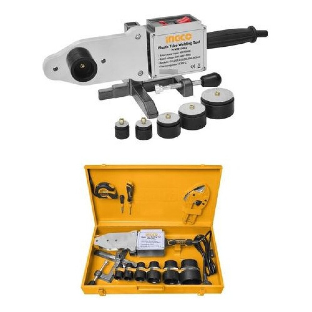 Termofusora Ingco 1500w 300Â° Profesional 6 Boquillas y Accesorios 