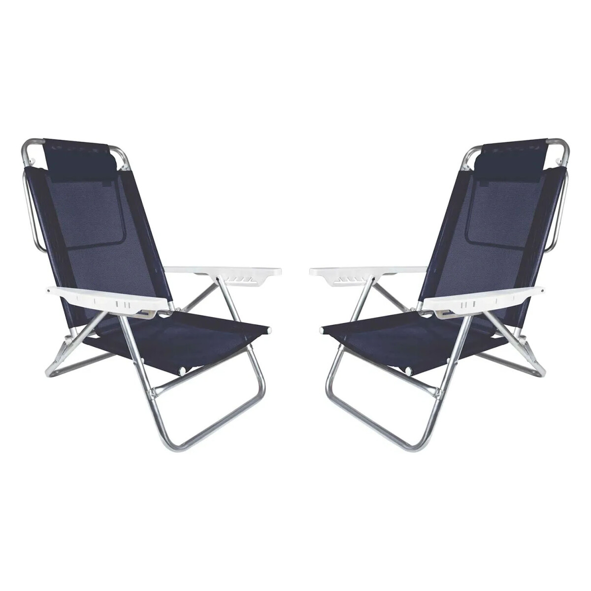 Set X2 Reposeras Sillas Almohada 6Posiciones Alum Mor Summer - Azul Marino 