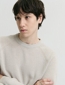 470986 SWEATER HARRINGTON LABEL Beige Melange