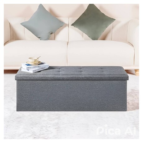 Puff Baúl Lumax Plegable 110x38 cm Organizador Living Dormitorio Gris Oscuro