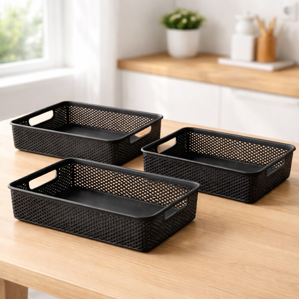 Set x3 Cesto organizador calado línea M - NEGRO 