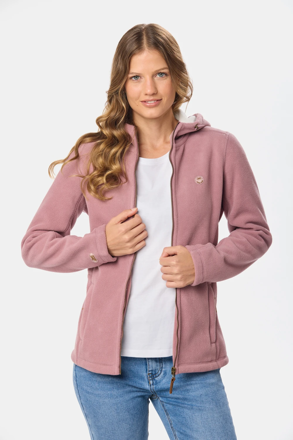 CAMPERA POLAR CON CAPUCHA Rosado