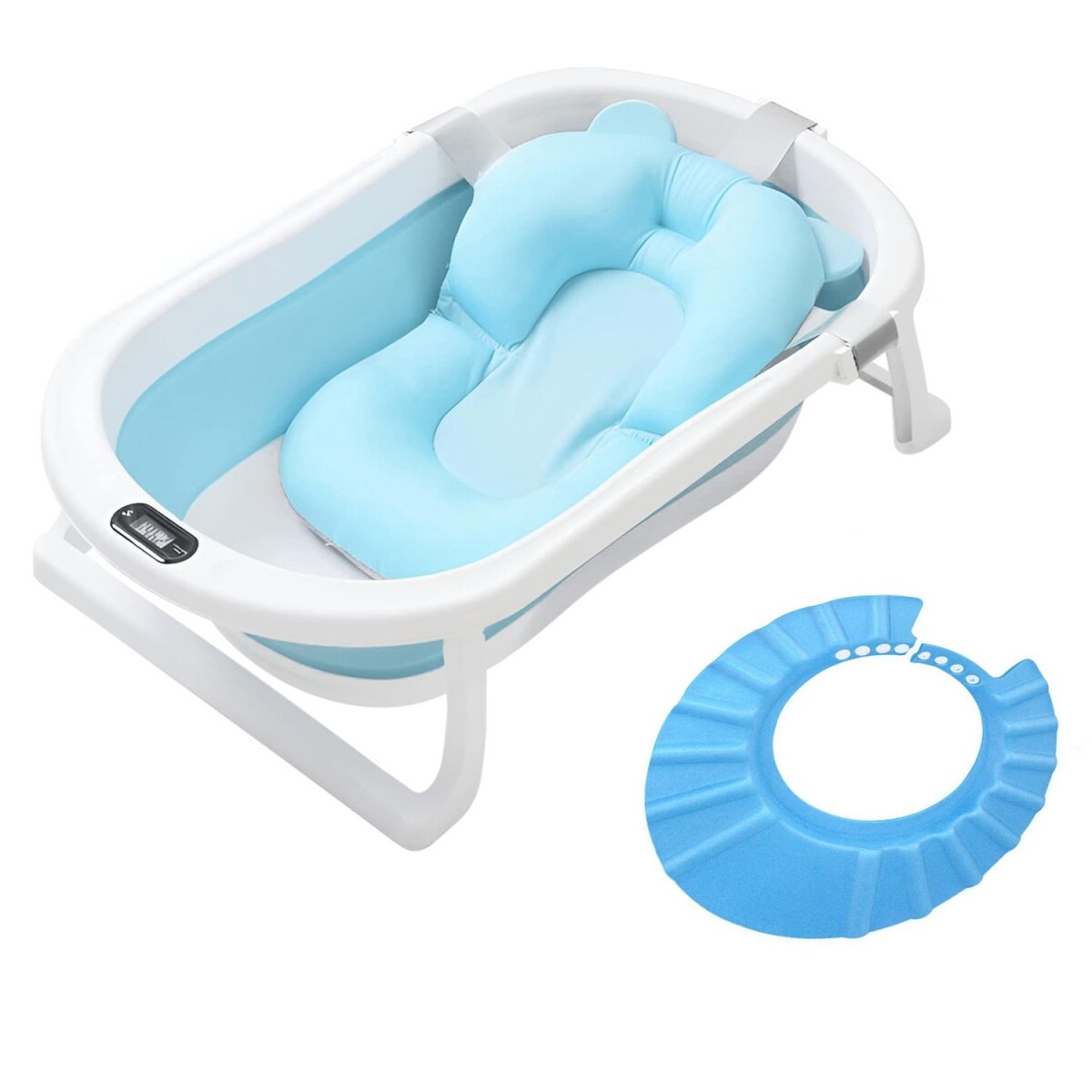 Baño Bebé Plegable + Colchón Baby Splash + Gorra - Variante Color Celeste 