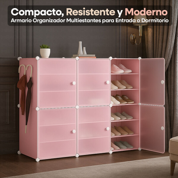 Armario Organizador de Zapatos IMBACK IBK-PLC003 | 6 Puertas, Modular, Resistente y Gran Capacidad Rosa Armario Organizador de Zapatos IMBACK IBK-PLC003 | 6 Puertas, Modular, Resistente y Gran Capacidad Rosa