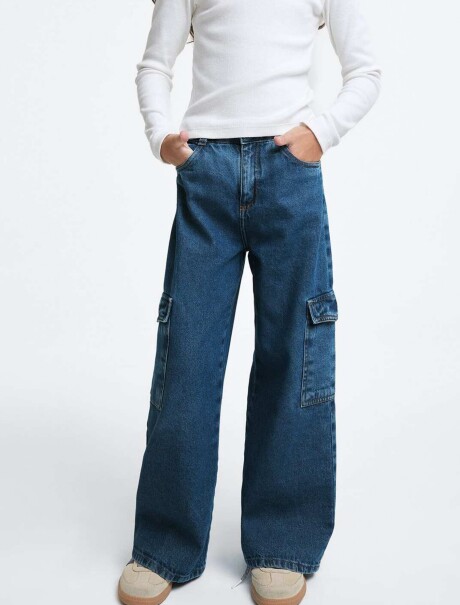 PANTALONES VAQUEROS DE PIERNA ANCHA AZUL