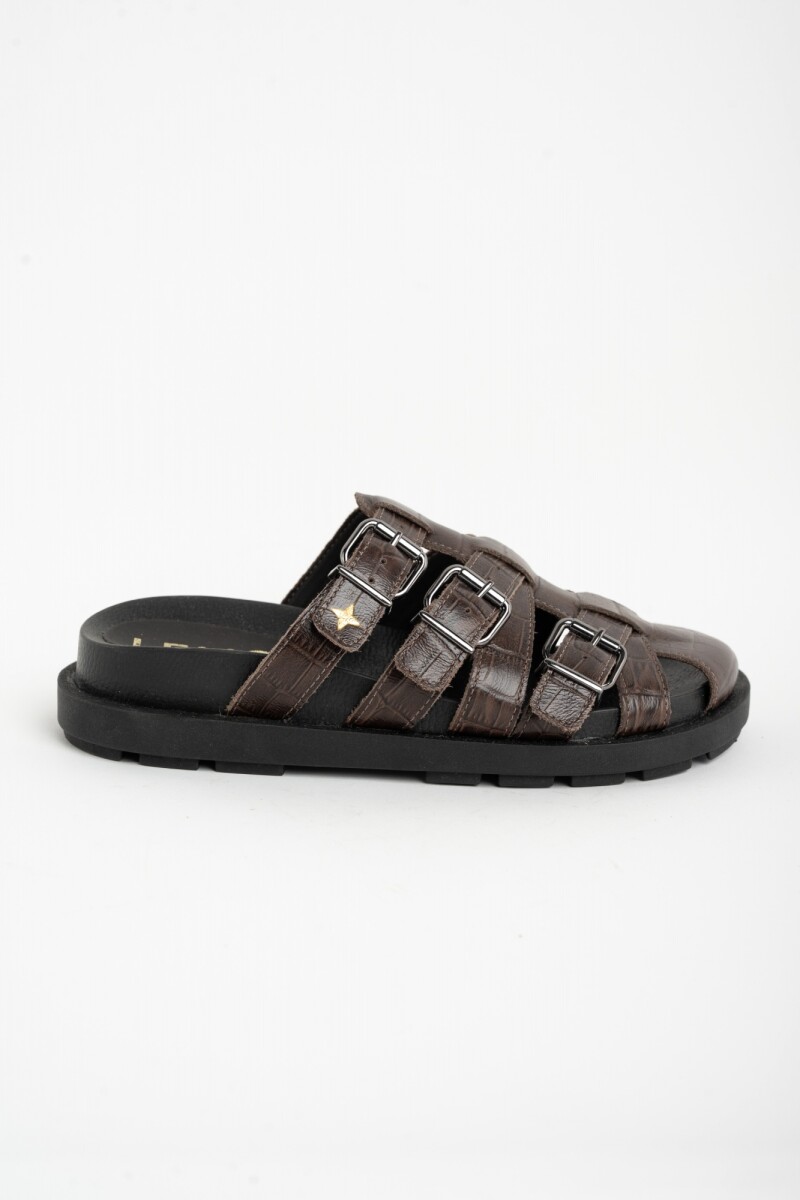 Zueco Croco Hebillas Chocolate