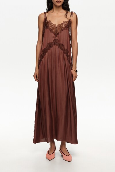 VESTIDO ENCAJE Marron