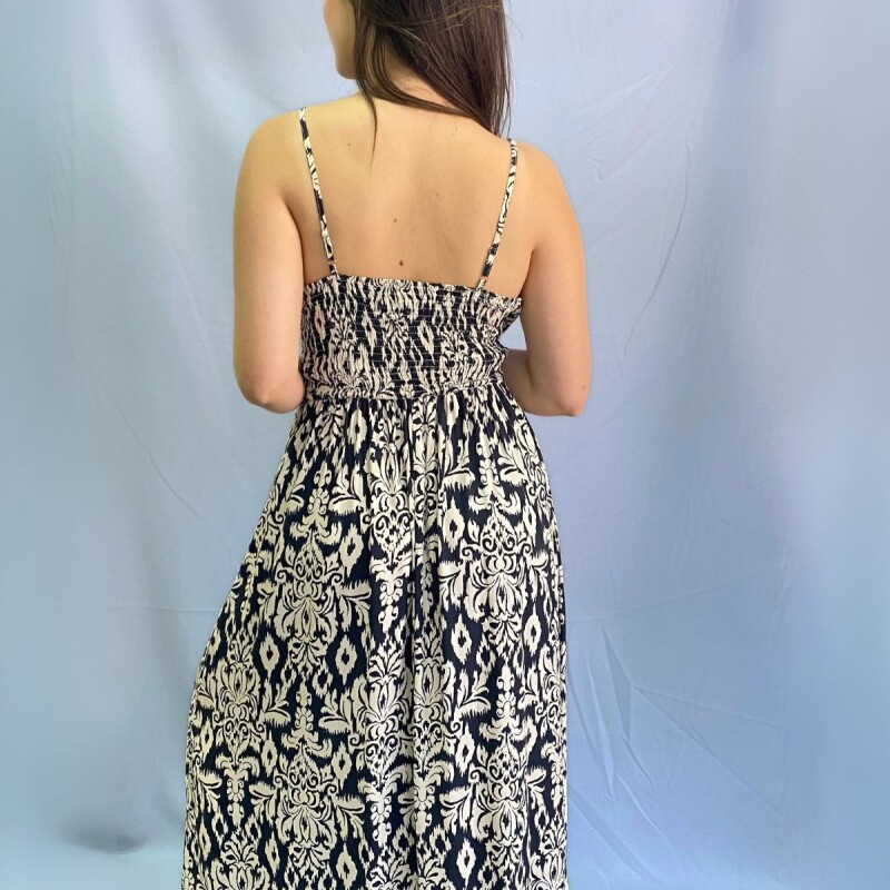 Vestido Ethnic Flowers Black/white