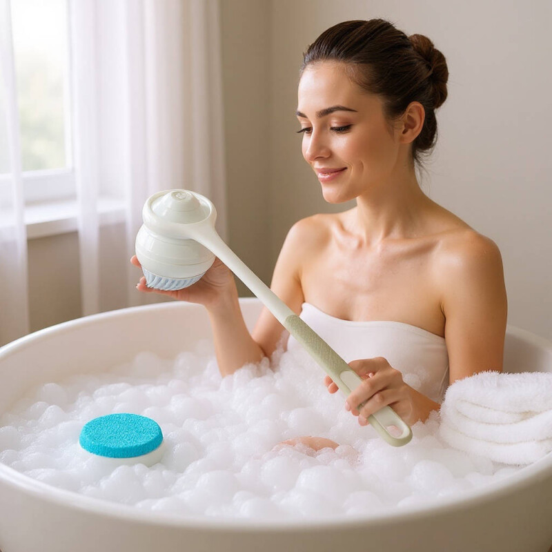 Cepillo Ducha Masajeador Corporal 3 cabezales Sin Color