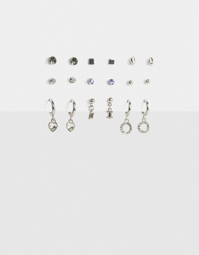 Aros Sets Con strass multicolor Set De Aros Con Strass Multicolor - Plateado