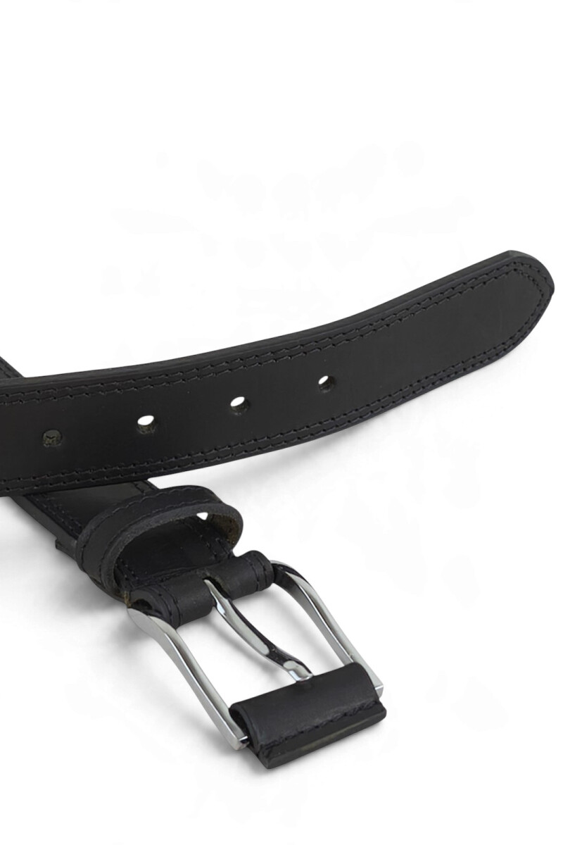 Cinturón de cuero vacuno jeanero de 3.5cm Negro