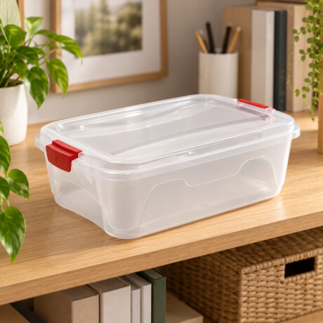 Caja organizadora 10 lts de plástico reforzada TRANSPARENTE