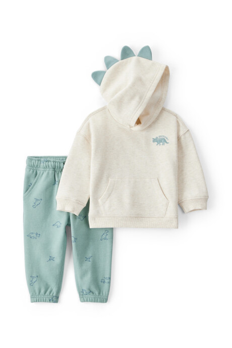 Set dos piezas de algodón, pantalón y canguro, diseño dinos Sin color