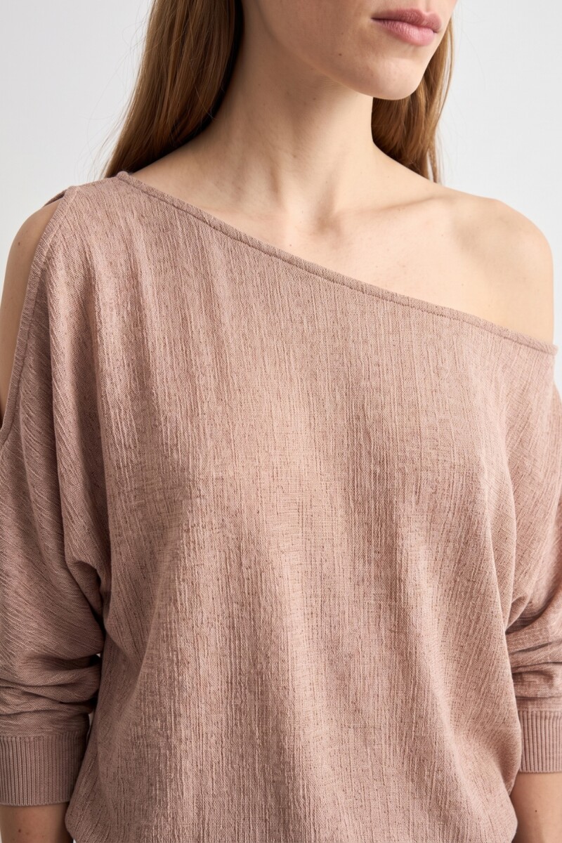 Blusa manga dolman tostado melange