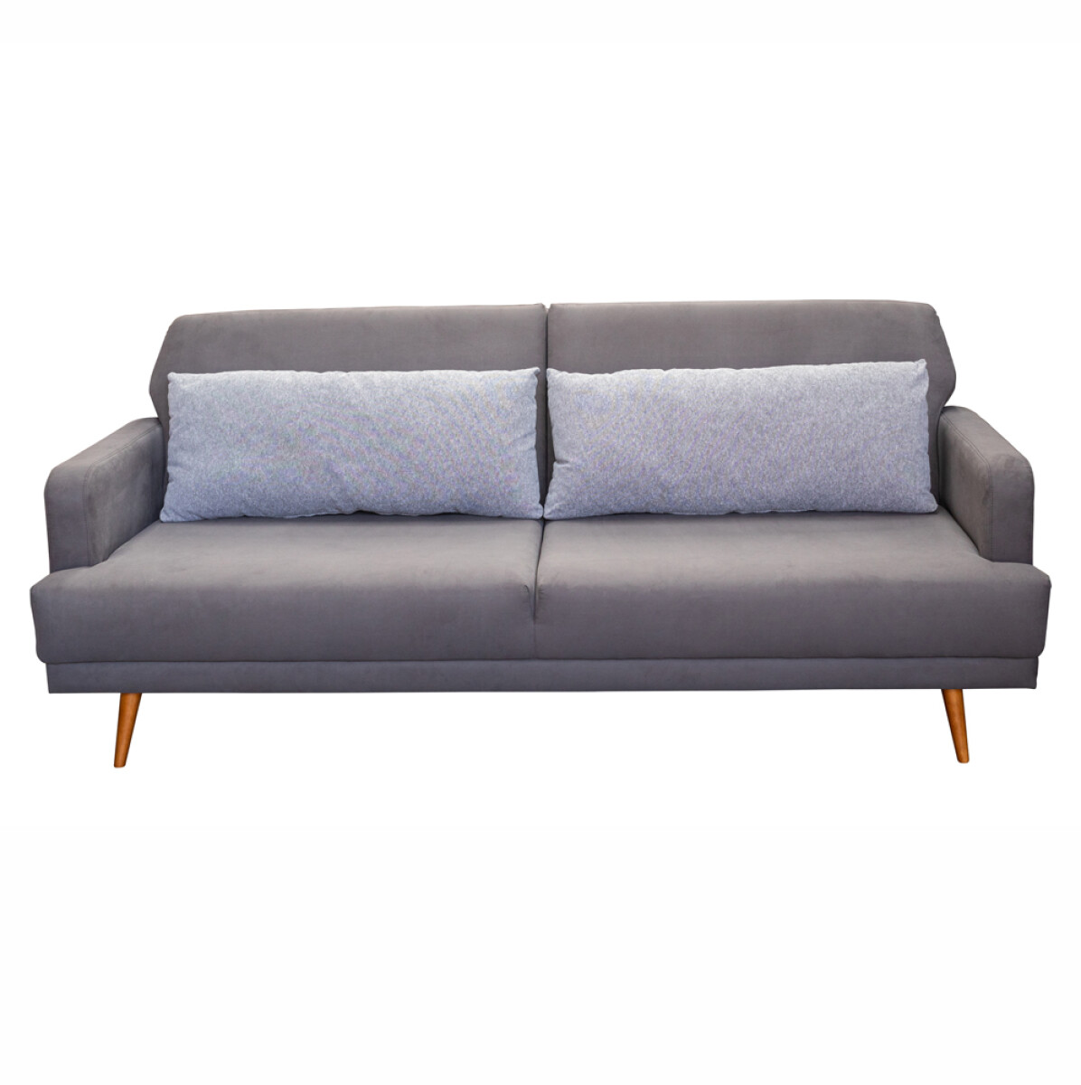 SOFA CAMA NORDICO - EASY CLEAN GRIS - ALMOHADONES TRAMADOS GRIS - PATAS BLANCAS 