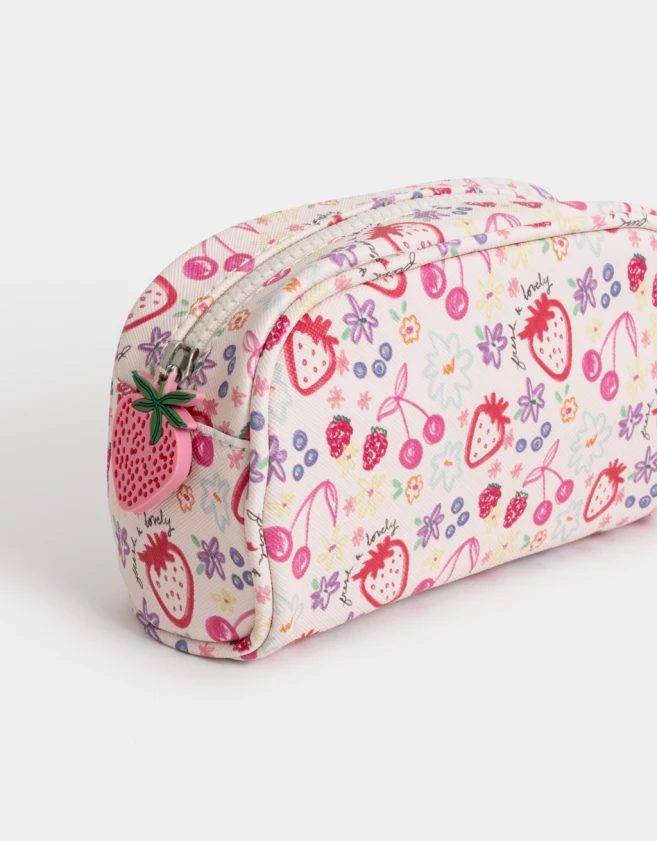 Porta Cosméticos Estampados Porta Cosméticos Cuerina Frutas - Blanco Crudo