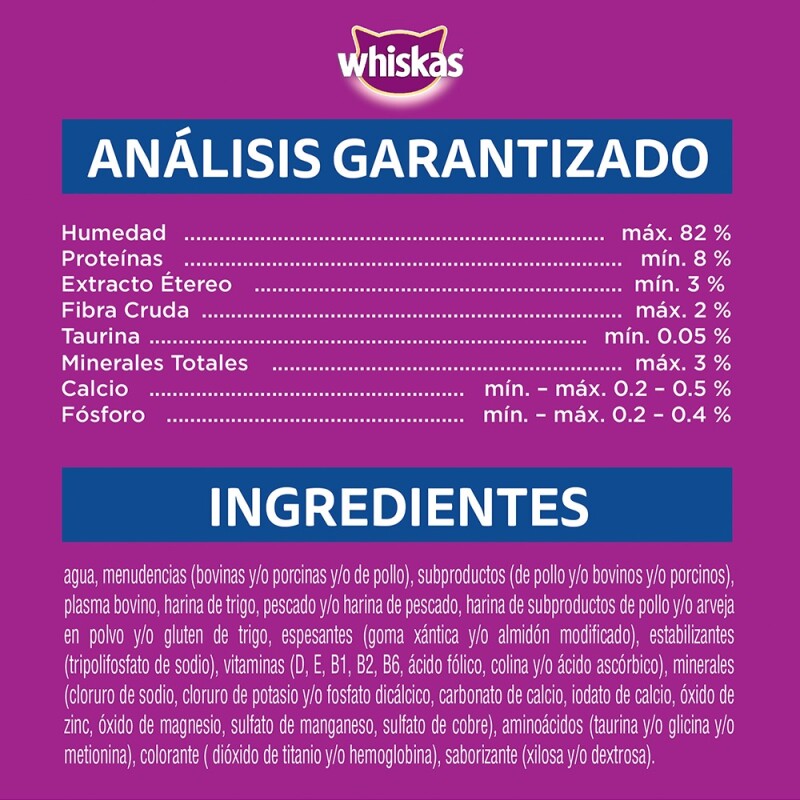 WHISKAS EN SALSA SARDINA ALIMENTO HUMEDO 85 GRS