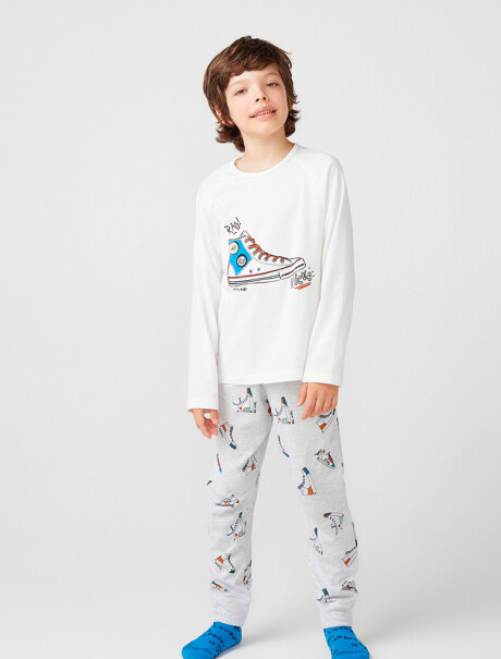 PIJAMA DE NIÑO ESTAMPADO BLANCO