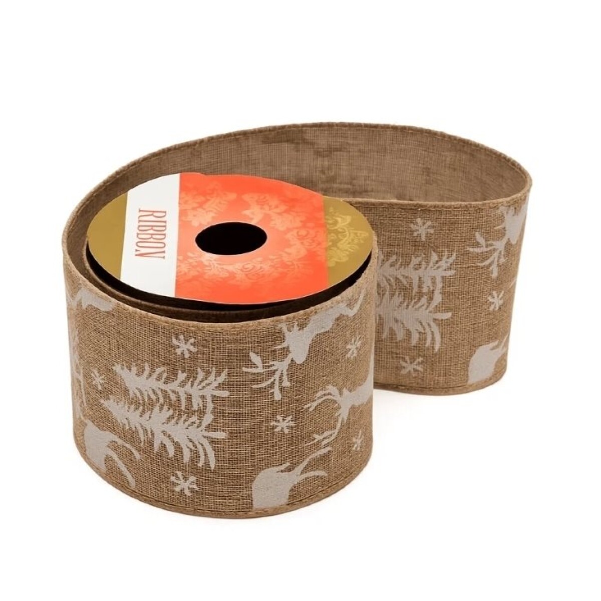 CINTA NAVIDEÑA RUSTICA IMPRESA 6CM X 2.7 MT. 