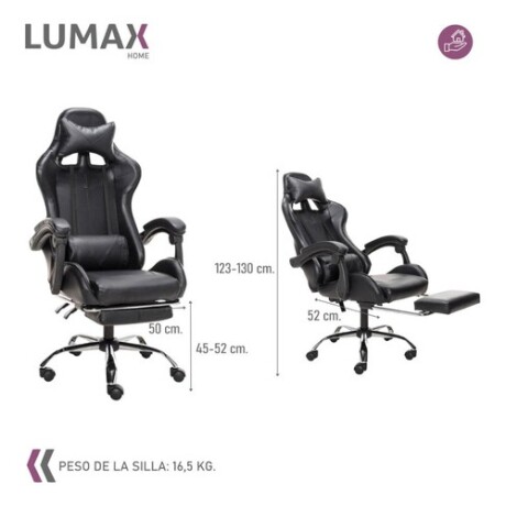 Silla Gamer Lumax Modelo ROM con Apoyapies Negro