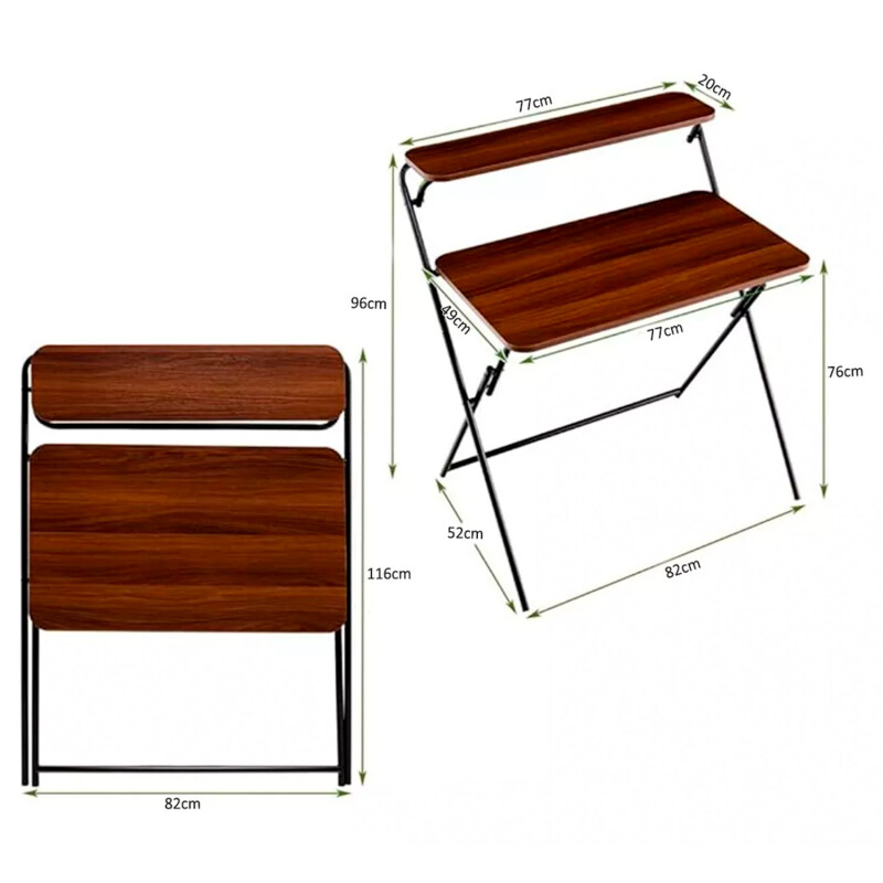 Escritorio Plegable con Estante en MDF 77x50x75cm Blanco