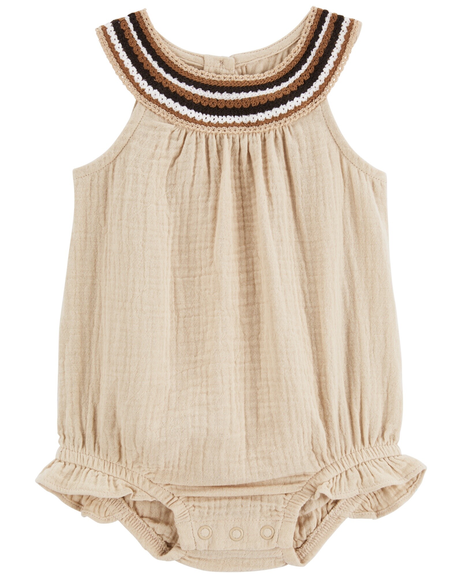 Body bombachudo de gasa, con cuello a crochet Sin color