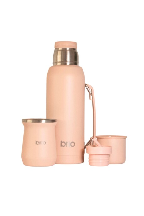 Set De Termo 1 Litro Y Mate Diseño Clásico brio Acero Inox Salmón