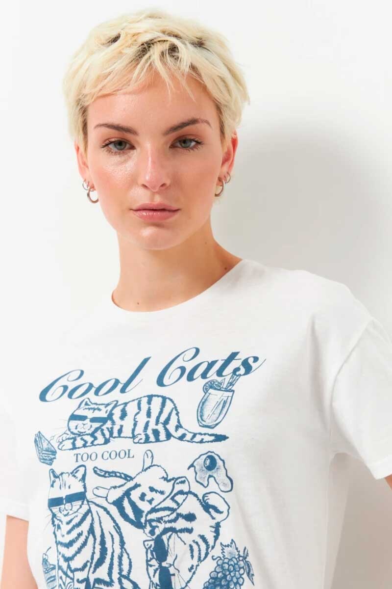 REMERA MUJER PIECE OF CAKE REMERA COOL CATS Blanco