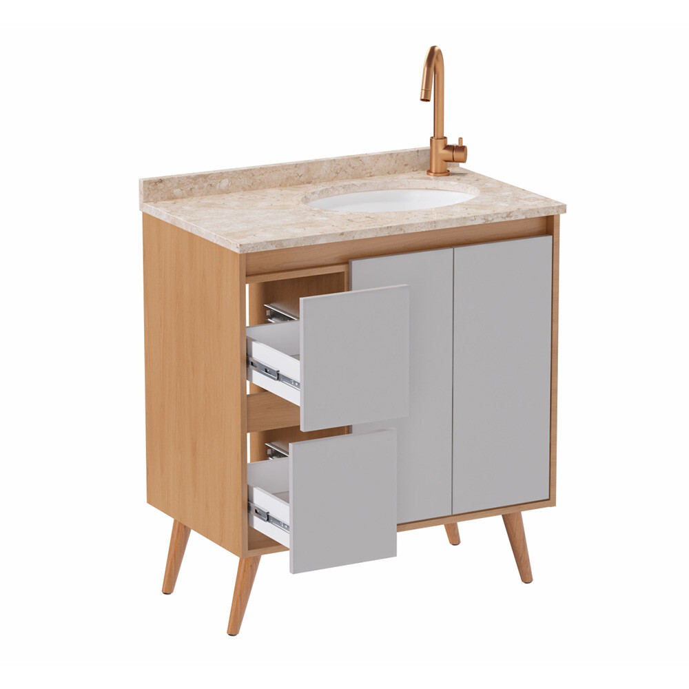 MUEBLE BAÑO EN MADERA DANUBIO CON T/MARMOL TRAVERTINO Y LAVAMANOS EN PATAS MADERA MACIZA Mueble Baño En Madera Danubio Con T/marmol Travertino Y Lavamanos En Patas Madera Maciza