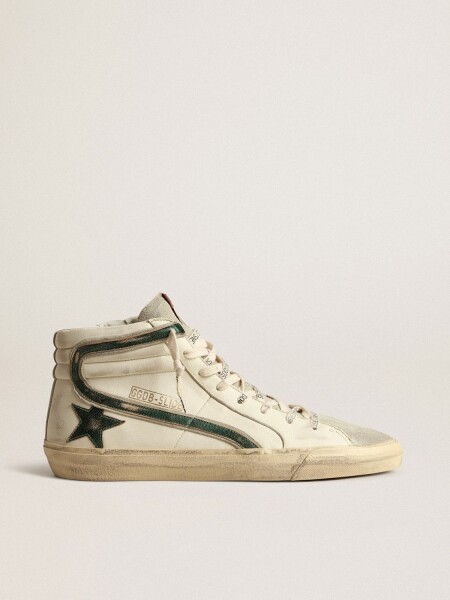 Golden Goose-Botines de cuero acordonados, Slide Classic Blanco