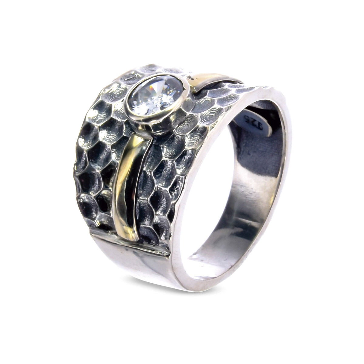 Anillo de plata 925, double de oro 18 ktes y circonia. 
