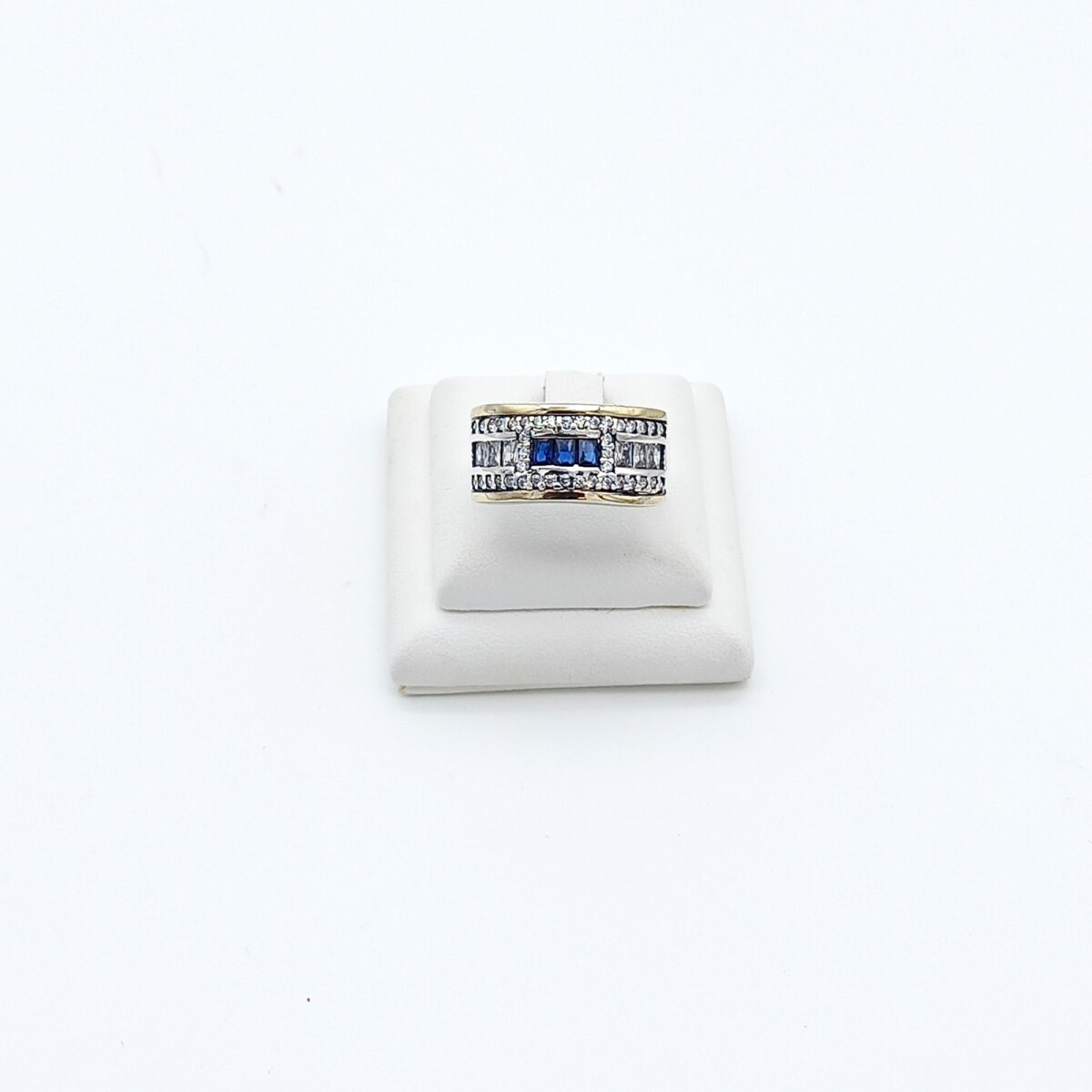 Anillo de plata 925, double en oro 18 ktes y circonias. 