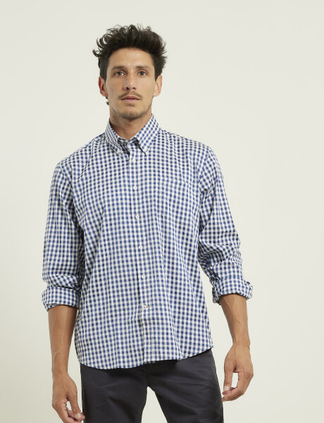 012413 CAMISA HARRINGTON LABEL Blanco/azul Osc