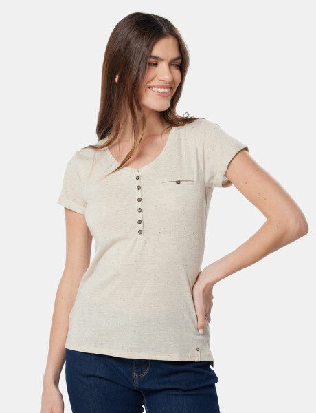 REMERA CON BOTONES Beige