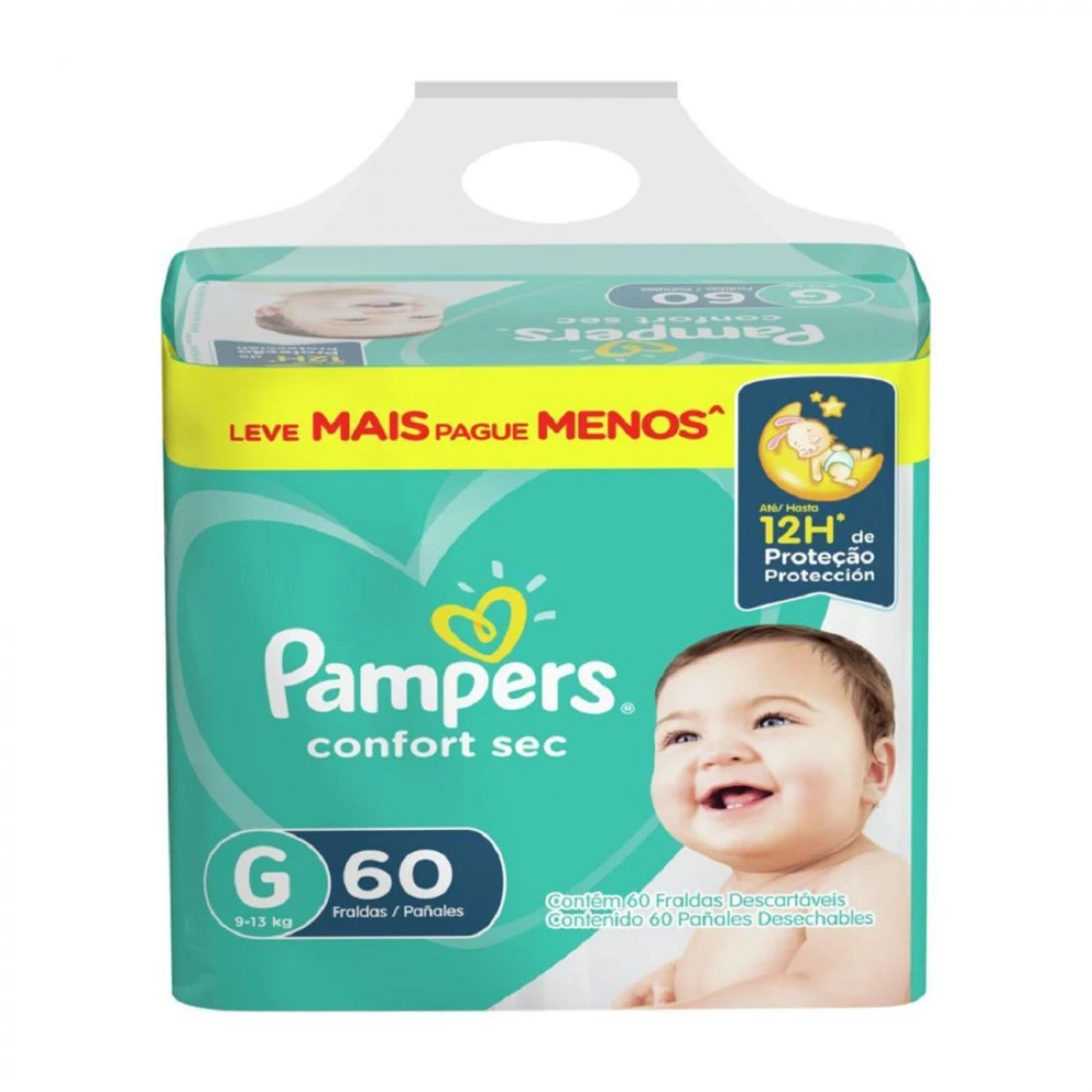 PAMPERS CONFORT SEC VERDE GDE PAQ. X 60