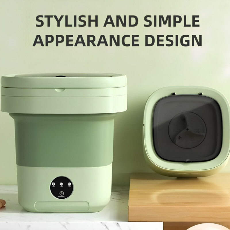 Mini Lavadora Marvo Portátil Pleg. C/Cesto Centrif. 9L Verde