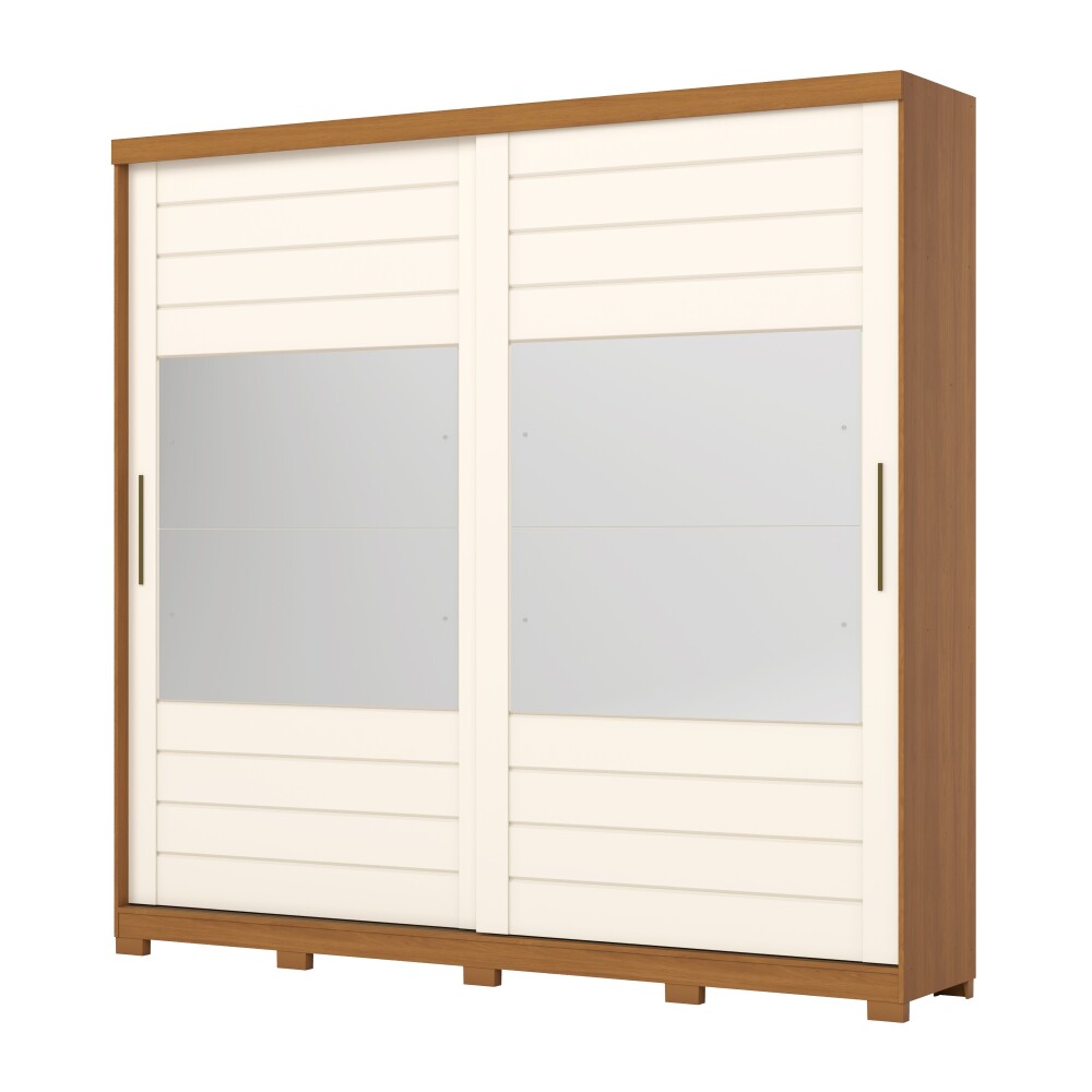 ROPERO CAYMAN 2 PUERTAS 6 CAJONES INTERNOS 2 ESPEJOS GUARDARROPA CLOSET ARMARIO 100% MDF OFF WHITE