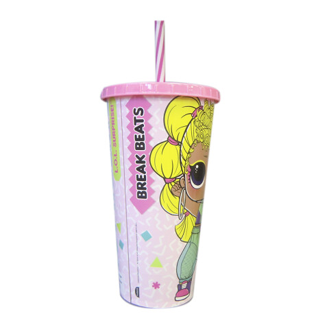 Vaso Plástico con Pajita LOL Surprise 700ml Oficial U