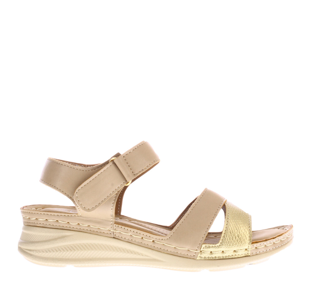 Sandalia COPER con materiales combinados y tobill Nude