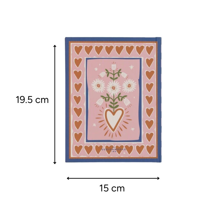 Cuaderno tapa dura rayado 15 x 19,5cm Hearts