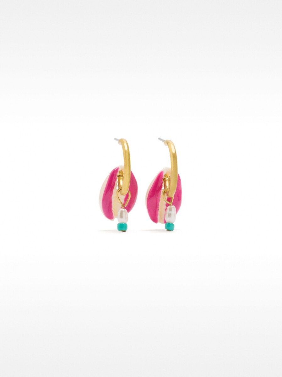 Aros Con Conchas Esmaltadas - multicolor 