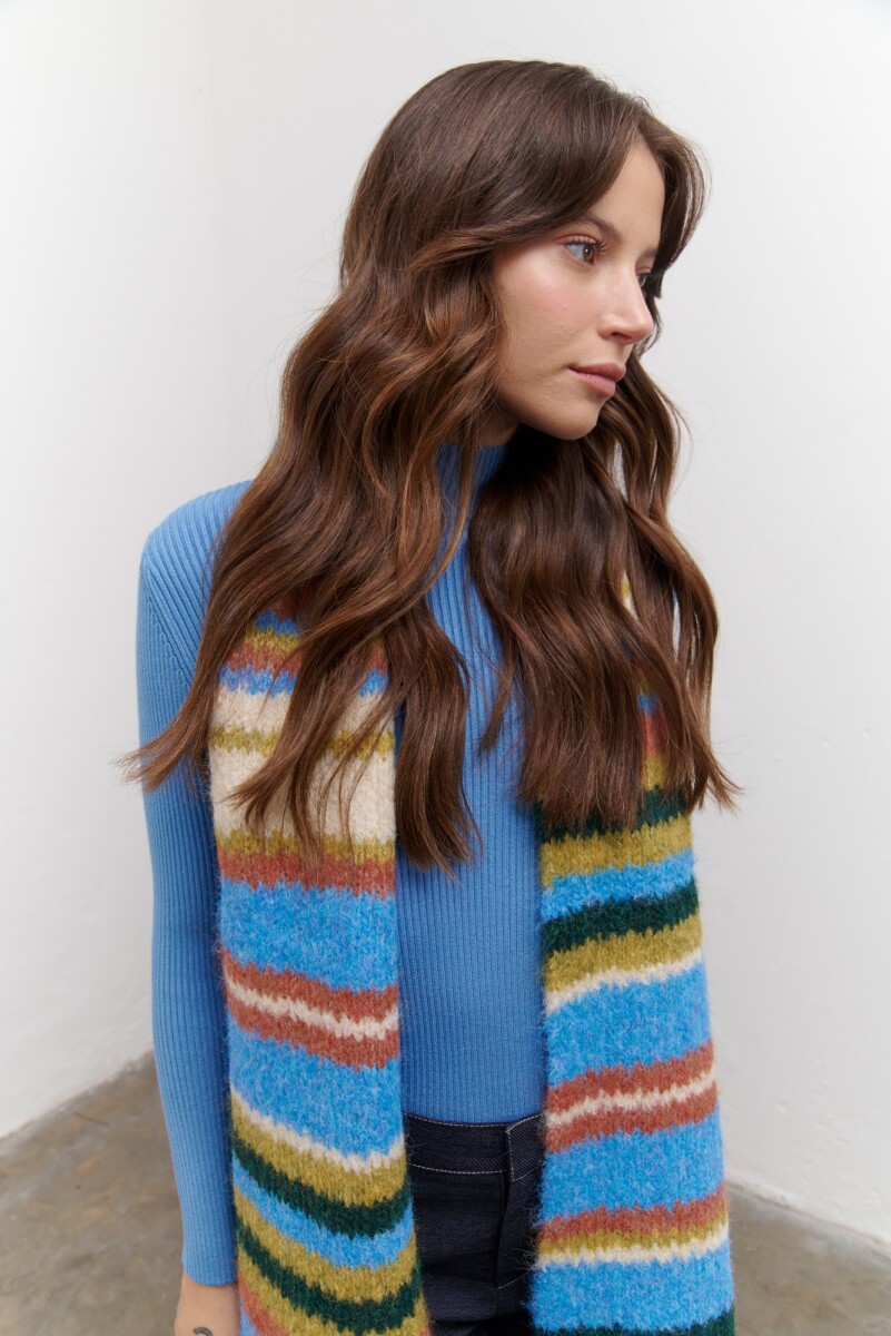 BUFANDA RAYAS COLOR - AZUL 