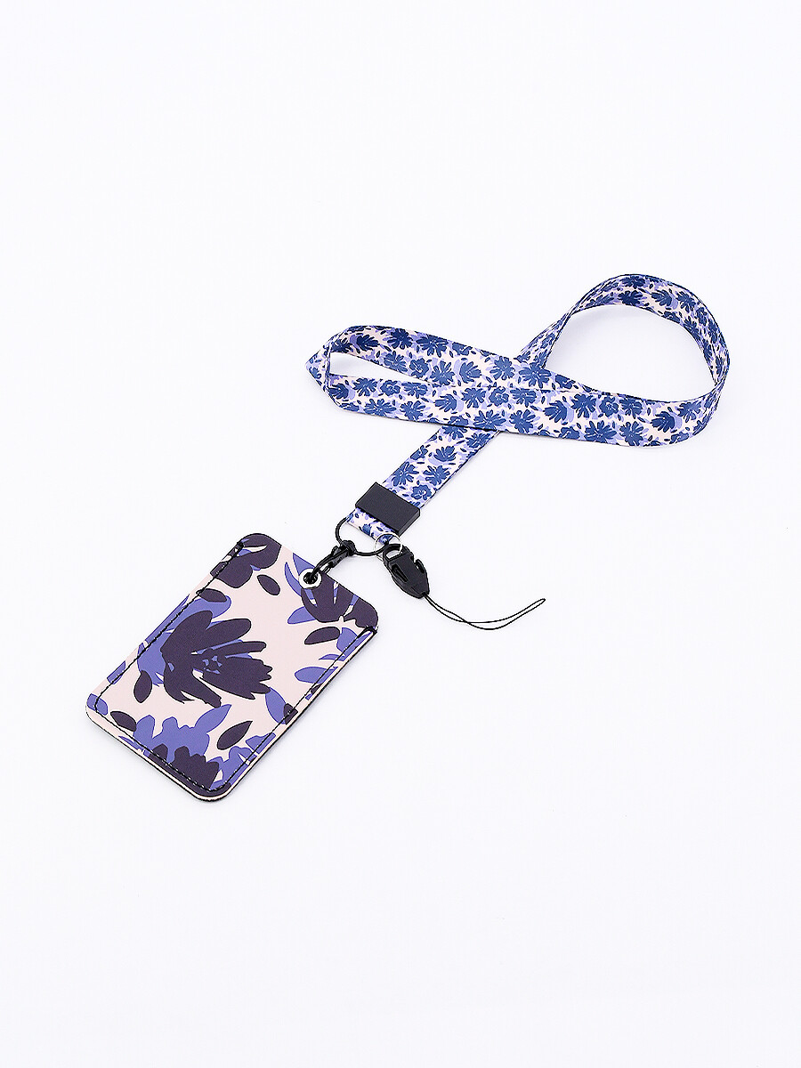 LLAVERO PORTA TARJETA CON CINTA HOJAS - BEIGE 