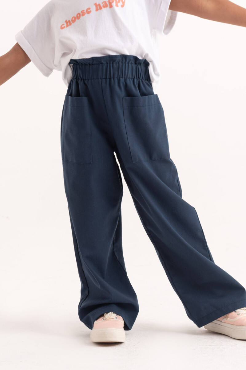 Pantalón ancho liso - Azul 