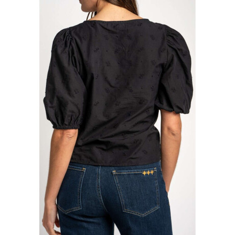 Blusa Bordada Frunces Negro